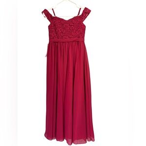 New Azazie Lea Junior Bridesmaid  Formal Dress in Rich Burgundy Girl Size 10 NWT